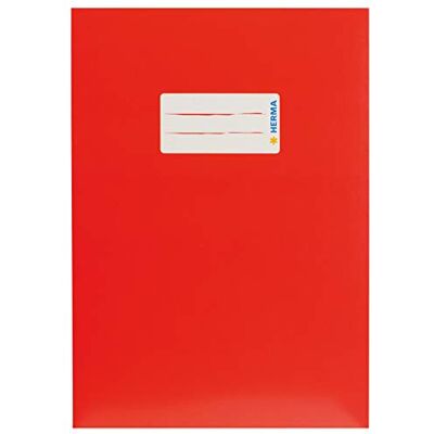 HERMA 19762 Notebookskydd A5 kartong röd, förpackning med 10, anteckningsboksskydd med märkningsfält tillverkat av robust och extra starkt papper, anteckningsboksöverdragsset för HERMA 19762 Notebookskydd A5 kartong röd, förpackning med 10, anteckningsboksskydd med märkningsfält tillverkat av robust och extra starkt papper, anteckningsboksöverdragsset för