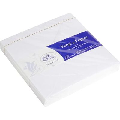 Clairefontaine G. Lalo Verge kuvert, 140 x 140 mm – extra vit, paket med 25 Clairefontaine G. Lalo Verge kuvert, 140 x 140 mm – extra vit, paket med 25