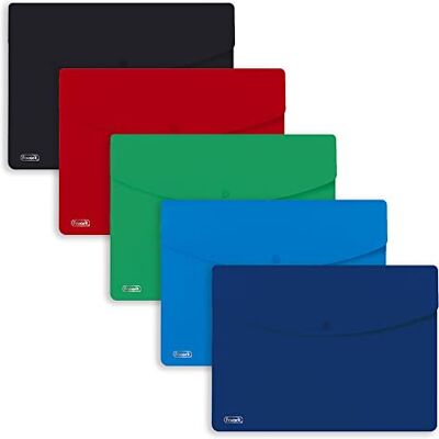 Favorit 400159216 kuvert med sprintknapp, A4, Polypropylen, Matt, 5-pack Blandade färger Favorit 400159216 kuvert med sprintknapp, A4, Polypropylen, Matt, 5-pack Blandade färger