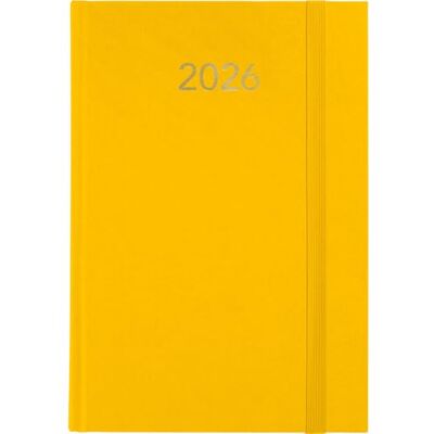 Grafoplás Grafoplas Årlig planerare 2026 dag Florens sida, gul, 14,5 x 21 cm, vadderade omslag i vinyl, vertikalt stängande gummi, läspunkt, årlig, perfekt för kontorsorganisation Grafoplás Grafoplas Årlig planerare 2026 dag Florens sida, gul, 14,5 x 21 cm, vadderade omslag i vinyl, vertikalt stängande gummi, läspunkt, årlig, perfekt för kontorsorganisation