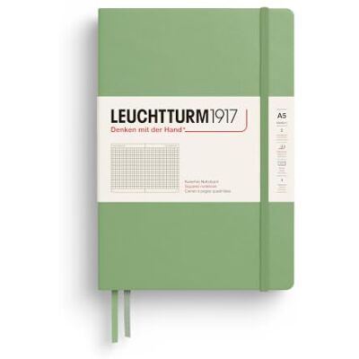 LEUCHTTURM1917 361583 anteckningsbok medium (A5), inbunden 251 numrerade sidor, salvia, rutig LEUCHTTURM1917 361583 anteckningsbok medium (A5), inbunden 251 numrerade sidor, salvia, rutig