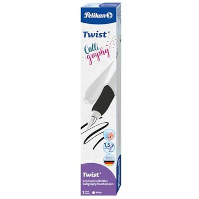 Pelikan Twist® Calligraphy, reservoarpenna för höger- och vänsterhänta användare, vit, fjäder 1,5 mm, 1 st i vikbar låda, 824590 Pelikan Twist® Calligraphy, reservoarpenna för höger- och vänsterhänta användare, vit, fjäder 1,5 mm, 1 st i vikbar låda, 824590