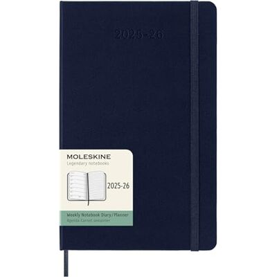 Moleskine 18 Monate Wochen Notizkalender 2025/2026, L/A5, 1 Wo = 1 Seite, Rechts linierte Seite, Fester Einband, Saphir Moleskine 18 Monate Wochen Notizkalender 2025/2026, L/A5, 1 Wo = 1 Seite, Rechts linierte Seite, Fester Einband, Saphir