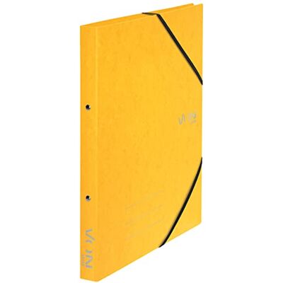 Leitz VON Ringbok A4, kartong, med 2 ringar och gummibandslås, 25 mm ryggbredd, för 140 blad, ringmekanik, för skola, studier och hem, 5 stycken, gul, 30120015 Leitz VON Ringbok A4, kartong, med 2 ringar och gummibandslås, 25 mm ryggbredd, för 140 blad, ringmekanik, för skola, studier och hem, 5 stycken, gul, 30120015