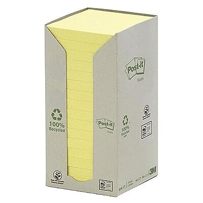 Post-it 654-1T återvunna anteckningar – kanariegul – tornpaket med 16 dynor 100 ark per dyna – 76 mm x 76 mm Post-it 654-1T återvunna anteckningar – kanariegul – tornpaket med 16 dynor 100 ark per dyna – 76 mm x 76 mm