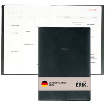 Grupo Erik Kalender 2026 bokkalender Möteskalender A4-planerare – affärskalender svart 21 x 29,7 cm – årskalender bok möteskalender 2026 A4 på tyska Grupo Erik Kalender 2026 bokkalender Möteskalender A4-planerare – affärskalender svart 21 x 29,7 cm – årskalender bok möteskalender 2026 A4 på tyska
