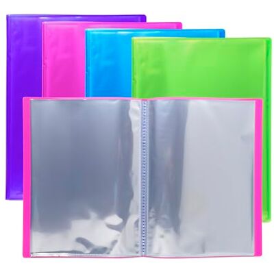 Exacompta Ref. 85280E kartong med 8 Iderama-dokumentskydd 60 släta kristallfickor 120 vyer för A4-24 x 32 cm dim halvstyvt polyproomslag 4 olika färger Exacompta Ref. 85280E kartong med 8 Iderama-dokumentskydd 60 släta kristallfickor 120 vyer för A4-24 x 32 cm dim halvstyvt polyproomslag 4 olika färger