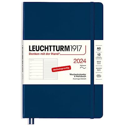 LEUCHTTURM1917 367773 Veckokalender och anteckningsbok medium (A5) 2024, softcover, marinblå, tyska, 12 månader LEUCHTTURM1917 367773 Veckokalender och anteckningsbok medium (A5) 2024, softcover, marinblå, tyska, 12 månader