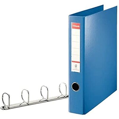 Esselte 4 ringpärmar, PP, rymmer upp till 380 ark, 60 mm ryggrad, 82405 A4, blå Esselte 4 ringpärmar, PP, rymmer upp till 380 ark, 60 mm ryggrad, 82405 A4, blå