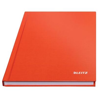 Leitz A5 hårt täckt anteckningsbok, fyrkantig, 90 gsm elfenbenspapper, solid räckvidd, ljusröd, 80 ark Leitz A5 hårt täckt anteckningsbok, fyrkantig, 90 gsm elfenbenspapper, solid räckvidd, ljusröd, 80 ark