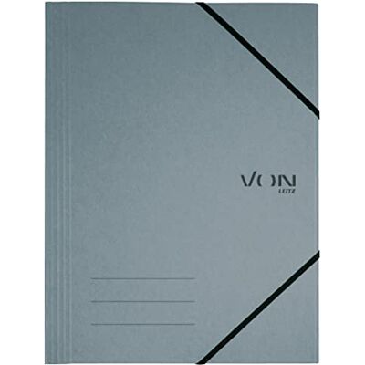 Leitz Von 5-pack hörnspännmapp A4 med gummibandslås, flexibel kartong, för 150 ark, silvertryck, lätt mapp för skola och hushåll, grå, 30080085 Leitz Von 5-pack hörnspännmapp A4 med gummibandslås, flexibel kartong, för 150 ark, silvertryck, lätt mapp för skola och hushåll, grå, 30080085