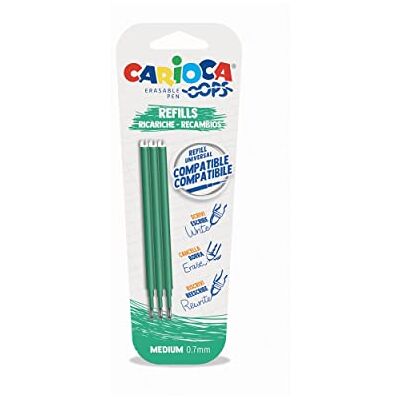 CARIOCA Oops Påfyllningspenna Grön, Kompatibel Refill, Termokänsligt bläck, 3 Pieces, Färg Grön CARIOCA Oops Påfyllningspenna Grön, Kompatibel Refill, Termokänsligt bläck, 3 Pieces, Färg Grön