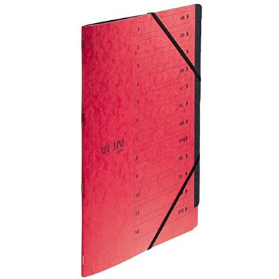 Leitz Av 5-pack A4-mapp med 12 fack, kartong, projektmapp, från , med register och gummibandslås, för skola, studier och hem, röd, 30150025 Leitz Av 5-pack A4-mapp med 12 fack, kartong, projektmapp, från , med register och gummibandslås, för skola, studier och hem, röd, 30150025