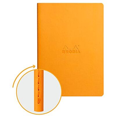 Rhodia 116415C Orange Textile Punch Soft Notebook A5 14,8 x 21 cm linjerad 64 sidor Clairefontaine Ivory 90 g/m² omslag i konstläder rama-kollektion Rhodia 116415C Orange Textile Punch Soft Notebook A5 14,8 x 21 cm linjerad 64 sidor Clairefontaine Ivory 90 g/m² omslag i konstläder rama-kollektion