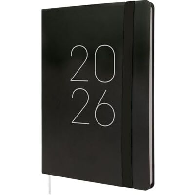 Finocam 2026 veckokalender vertikal vy januari december (12 månader) A5-dagbok med elastiskt band och stickat band Flexi slät mjukt omslag svart katalansk Finocam 2026 veckokalender vertikal vy januari december (12 månader) A5-dagbok med elastiskt band och stickat band Flexi slät mjukt omslag svart katalansk