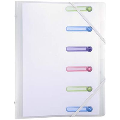 Exacompta 56177E hörnspänningsmapp kromalin, med 3 klämmor och indexfönster, 6 fack, DIN A4, PP 500μ, 1 st, transparent Exacompta 56177E hörnspänningsmapp kromalin, med 3 klämmor och indexfönster, 6 fack, DIN A4, PP 500μ, 1 st, transparent