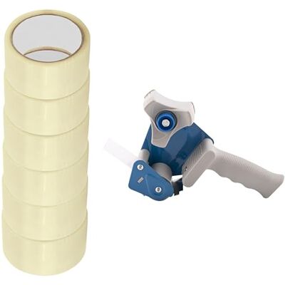 D.RECT Självhäftande tejprulle med 6 rullar transparent tejp HOT MELT 50 m x 48 mm, dispenser för förpackningstejp upp till 50 mm bred, tejp för förpackning paket D.RECT Självhäftande tejprulle med 6 rullar transparent tejp HOT MELT 50 m x 48 mm, dispenser för förpackningstejp upp till 50 mm bred, tejp för förpackning paket