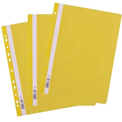 D.RECT 25 stycken A4 häftapparat med perforering av plast med transparent framlock snabbhäftapparat av PP-folie perforerad – eurohål gul D.RECT 25 stycken A4 häftapparat med perforering av plast med transparent framlock snabbhäftapparat av PP-folie perforerad – eurohål gul