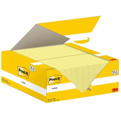 Post-it Självhäftande anteckningar, kampanjpaket med 18 block + 6 gratis, 100 ark per block, 38 mm x 51 mm, pastellgul självhäftande ark för anteckningar, uppgiftslistor och påminnelser Post-it Självhäftande anteckningar, kampanjpaket med 18 block + 6 gratis, 100 ark per block, 38 mm x 51 mm, pastellgul självhäftande ark för anteckningar, uppgiftslistor och påminnelser