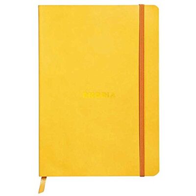 Rhodia 117466C Anteckningsbok rama med mjukt kuvert, prickigt rutnät, 80 ark, 90 g elfenbensfärgat papper, A5 148 x 210 mm, bokmärke, innerficka, 1 st, dottergul Rhodia 117466C Anteckningsbok rama med mjukt kuvert, prickigt rutnät, 80 ark, 90 g elfenbensfärgat papper, A5 148 x 210 mm, bokmärke, innerficka, 1 st, dottergul