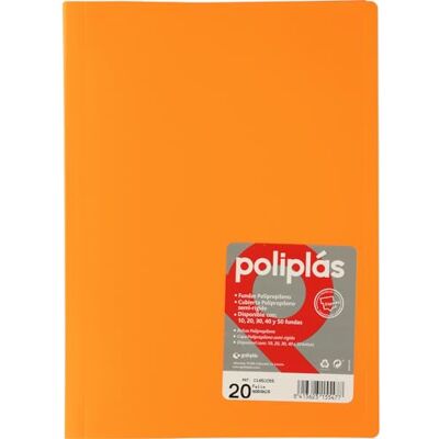 Grafoplás Grafoplas A4-pärm, orange, 20 polypropylen, ogenomskinlig serie, tillverkad i Spanien, flexibla lock, perfekt för arkivering av dokument och folios Grafoplás Grafoplas A4-pärm, orange, 20 polypropylen, ogenomskinlig serie, tillverkad i Spanien, flexibla lock, perfekt för arkivering av dokument och folios