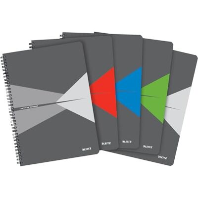 Leitz Office Collegeblock (5-pack) – A4 Linjerad Anteckningsblock med Kartongomslag, Spiralbindning, 180 Sidor / 90 Ark av FSC-Certifierat Papper (80 g/m²), För Kontor & Skola, Flera Färger, 46481099 Leitz Office Collegeblock (5-pack) – A4 Linjerad Anteckningsblock med Kartongomslag, Spiralbindning, 180 Sidor / 90 Ark av FSC-Certifierat Papper (80 g/m²), För Kontor & Skola, Flera Färger, 46481099