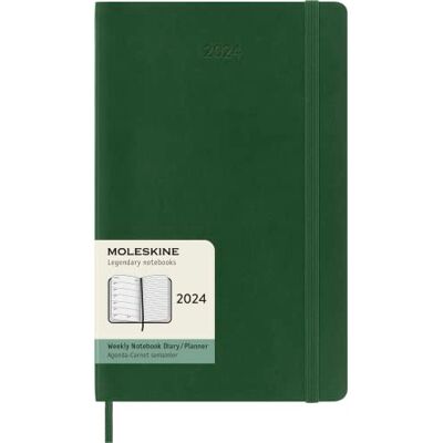 Moleskine Klassisk 12 månaders 2024 veckoplanerare, mjukt fodral, stor (5 tum x 8,2 tum), myrten grön Moleskine Klassisk 12 månaders 2024 veckoplanerare, mjukt fodral, stor (5 tum x 8,2 tum), myrten grön