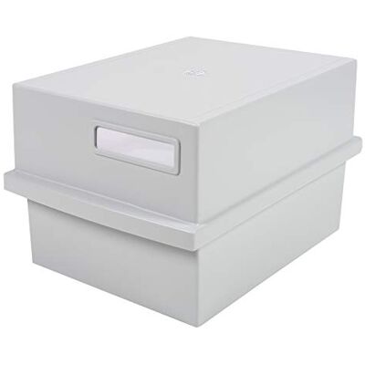 Exacompta Ref 56240D Journalbladshållare med lock 240 x 176 x 143 mm i storlek, A6 horisontellt format, etikett på framsidan för identifiering, rymmer ca 600 ark färg ljusgrå Exacompta Ref 56240D Journalbladshållare med lock 240 x 176 x 143 mm i storlek, A6 horisontellt format, etikett på framsidan för identifiering, rymmer ca 600 ark färg ljusgrå