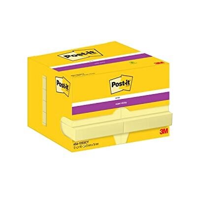 Post-it Superklisterlappar, kanariegula, 47,6 mm x 73 mm, 90 ark/dyna, 12 stycken per förpackning Post-it Superklisterlappar, kanariegula, 47,6 mm x 73 mm, 90 ark/dyna, 12 stycken per förpackning