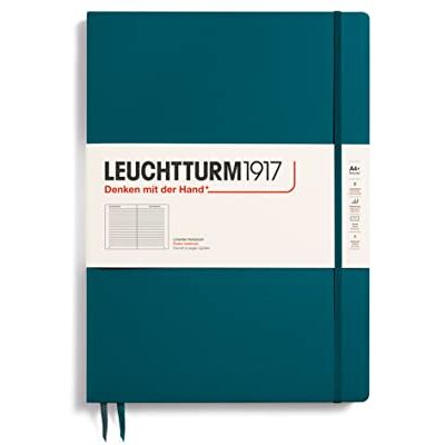 LEUCHTTURM1917 359788 anteckningsblock Master Slim (A4+) Inbunden, 121 numrerade sidor, Stilla havsgrön, linjerad LEUCHTTURM1917 359788 anteckningsblock Master Slim (A4+) Inbunden, 121 numrerade sidor, Stilla havsgrön, linjerad