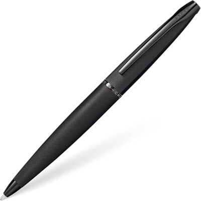 Cross ATX påfyllningsbar klick-av-lock rostfritt stål kulspetspenna med diamantmönster, medium kulspets, inkluderar premium presentask och svart patron, 1-pack, metallisk svart Cross ATX påfyllningsbar klick-av-lock rostfritt stål kulspetspenna med diamantmönster, medium kulspets, inkluderar premium presentask och svart patron, 1-pack, metallisk svart