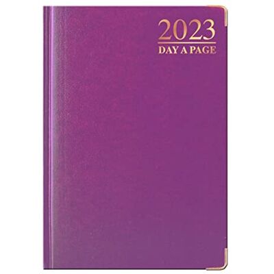 G4GADGET Premium 2023 A4 dagbok dag en sida FSC-certifierad 80GSM papper förgyllda kanter lila 30 cm x 21 cm G4GADGET Premium 2023 A4 dagbok dag en sida FSC-certifierad 80GSM papper förgyllda kanter lila 30 cm x 21 cm