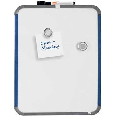 Nobo Magnetisk mini whiteboard med smal ram, bärbar, väggmonterbar, stående eller liggande format, integrerade bärhandtag och pennklämma, 360 x 280 mm, QB05442ASTD Nobo Magnetisk mini whiteboard med smal ram, bärbar, väggmonterbar, stående eller liggande format, integrerade bärhandtag och pennklämma, 360 x 280 mm, QB05442ASTD