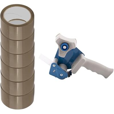 D.RECT Självhäftande tejprulle med 6 rullar av Hot MELT brun tejp, 50 m x 48 mm, dispenser för förpackningstejp upp till 50 mm bred, tejp för förpackning paket och fraktlådor D.RECT Självhäftande tejprulle med 6 rullar av Hot MELT brun tejp, 50 m x 48 mm, dispenser för förpackningstejp upp till 50 mm bred, tejp för förpackning paket och fraktlådor