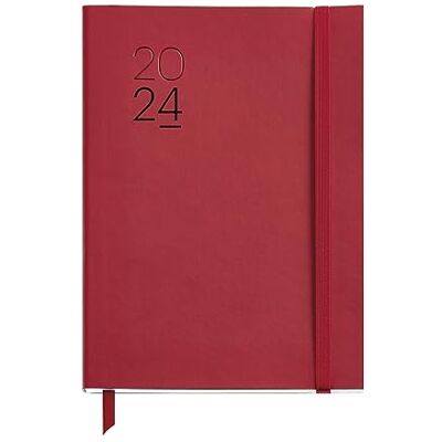 Miquelrius Årlig agenda 2024, Veckans Vertikal vy, Plus storlek 155 x 213 mm (liknande A5), Flexibelt lock läder sytt, katalanska, engelska och portugisiska, Röd Miquelrius Årlig agenda 2024, Veckans Vertikal vy, Plus storlek 155 x 213 mm (liknande A5), Flexibelt lock läder sytt, katalanska, engelska och portugisiska, Röd