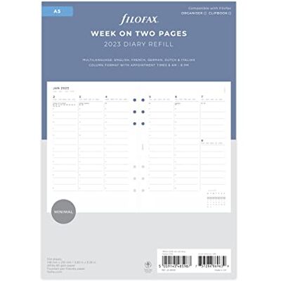 Filofax A5 Minimal vecka att visa vertikal dagbok 2023 med möten, vit Filofax A5 Minimal vecka att visa vertikal dagbok 2023 med möten, vit