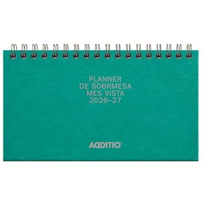 ADDITIO Månadsvy stationär planerare Kompakt månadsplanerare 21 x 10 cm, 48 sidor med kalender och anteckningar, dubbla spiraler, 100 g munken-papper, skrivbord, grön, spanska ADDITIO Månadsvy stationär planerare Kompakt månadsplanerare 21 x 10 cm, 48 sidor med kalender och anteckningar, dubbla spiraler, 100 g munken-papper, skrivbord, grön, spanska