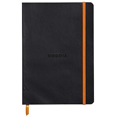 Rhodia 117452C Anteckningsbok rama med mjukt kuvert, prickigt rutnät, 80 ark, 90 g elfenbensfärgat papper, A5 148 x 210 mm, bokmärke, innerficka, 1 st, svart Rhodia 117452C Anteckningsbok rama med mjukt kuvert, prickigt rutnät, 80 ark, 90 g elfenbensfärgat papper, A5 148 x 210 mm, bokmärke, innerficka, 1 st, svart