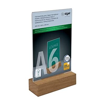 Sigel Ta252 Table Stå A6 Tall, med Ekbas, Kristallklart Akryl, Garanterad UV-Resistent, Trä FSC-Certifierad Sigel Ta252 Table Stå A6 Tall, med Ekbas, Kristallklart Akryl, Garanterad UV-Resistent, Trä FSC-Certifierad