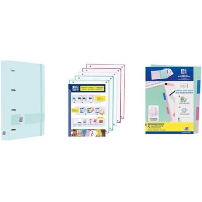 Oxford , A4+ Live & Go Arkivpaket med 4 ringar, Polyfoam-plast, inklusive 5 x 5 rutnätsband och plastavdelare, pastellblå Oxford , A4+ Live & Go Arkivpaket med 4 ringar, Polyfoam-plast, inklusive 5 x 5 rutnätsband och plastavdelare, pastellblå