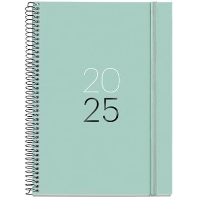 Miquelrius Agenda 2025, årlig dagbok 155 x 213 mm, veckovisningskalender, fodrad kartongomslag, spiral, elastisk gummiförslutning, 80 g/m² papper, katalanska, engelska och portugisiska, aqua Miquelrius Agenda 2025, årlig dagbok 155 x 213 mm, veckovisningskalender, fodrad kartongomslag, spiral, elastisk gummiförslutning, 80 g/m² papper, katalanska, engelska och portugisiska, aqua