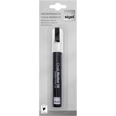 Sigel BA181 Kritmarkör 50, Mejselspets 1-5 mm, Vit Sigel BA181 Kritmarkör 50, Mejselspets 1-5 mm, Vit
