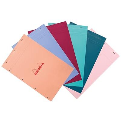 Rhodia 20195C bloc agrafé COULEURS N°20 Seyès 80 feuillets microperforés et perforés 4 trous, couvertures assorties Rhodia 20195C bloc agrafé COULEURS N°20 Seyès 80 feuillets microperforés et perforés 4 trous, couvertures assorties