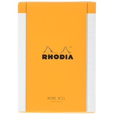 Rhodia 194044C Bloc Memo N°11 Orange A7 8,5x11,5 cm Ligné 240 Feuillets 80g/m Pratique et Compact Collection time Rhodia 194044C Bloc Memo N°11 Orange A7 8,5x11,5 cm Ligné 240 Feuillets 80g/m Pratique et Compact Collection time
