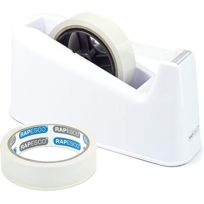 Rapesco 1486 500 Kraftig Tejpdispenser med 2 Tejprullar, Vit Rapesco 1486 500 Kraftig Tejpdispenser med 2 Tejprullar, Vit