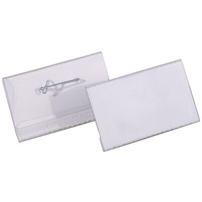 Durable 800819 Namnskylt med nål 40x75mm, transparent, 100 stycken Durable 800819 Namnskylt med nål 40x75mm, transparent, 100 stycken