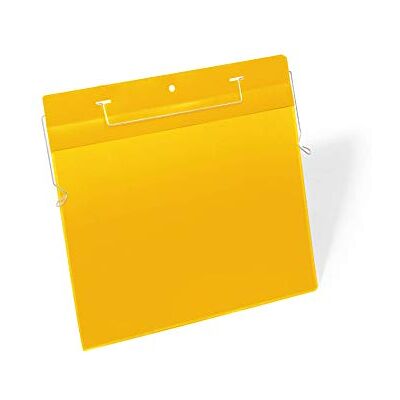 Durable 175404 Plastficka A4L med ståltrådsfäste, gul, 50 stycken Durable 175404 Plastficka A4L med ståltrådsfäste, gul, 50 stycken