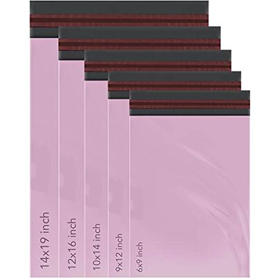iSOUL 100 blandade grå postpåsar i polypost, självförseglande påsar, 5 storlekar, 20 från varje liten till stor postpåsar, portoförpackning, blandade kuvert, post, paket, paketväskor – rosa iSOUL 100 blandade grå postpåsar i polypost, självförseglande påsar, 5 storlekar, 20 från varje liten till stor postpåsar, portoförpackning, blandade kuvert, post, paket, paketväskor – rosa
