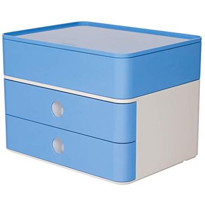 HAN Allison Smart Box plus med 2 lådor, skiljevägg och redskapslåda, inklusive kabeldragning, stapelbar, kontor, skrivbord, möbelvänliga gummifötter, 1100-84, högglansig himmelsblå HAN Allison Smart Box plus med 2 lådor, skiljevägg och redskapslåda, inklusive kabeldragning, stapelbar, kontor, skrivbord, möbelvänliga gummifötter, 1100-84, högglansig himmelsblå