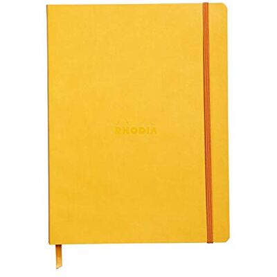 Rhodia 117566C Anteckningsbok rama med mjukt kuvert, prickigt rutnät, 80 ark, 90 g elfenbenfärgat papper, 190 x 250 mm, bokmärke, innerficka, 1 st, dottergul Rhodia 117566C Anteckningsbok rama med mjukt kuvert, prickigt rutnät, 80 ark, 90 g elfenbenfärgat papper, 190 x 250 mm, bokmärke, innerficka, 1 st, dottergul